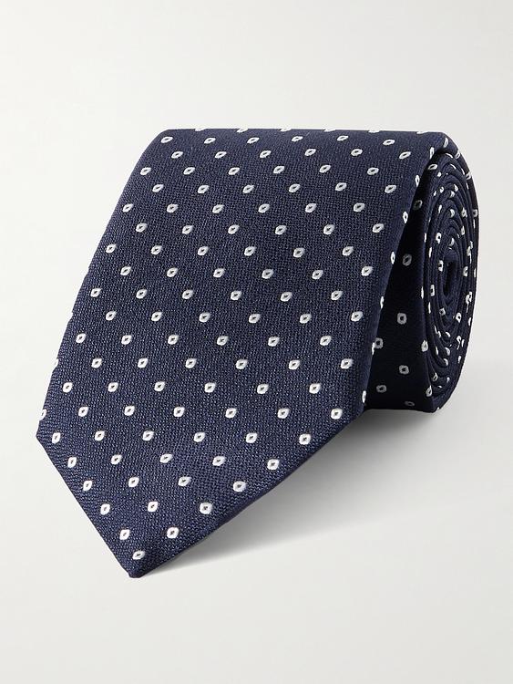 Dotted dark grey tie from Canali