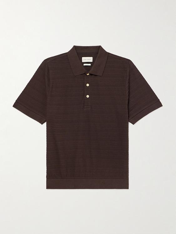 Dark brown short sleeve polo shirt from Oliver Spencer