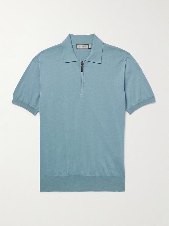 Blue short sleeve polo shirt from Canali