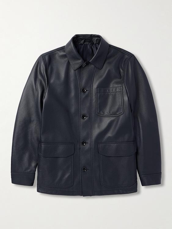 Black leather jacket from Brioni