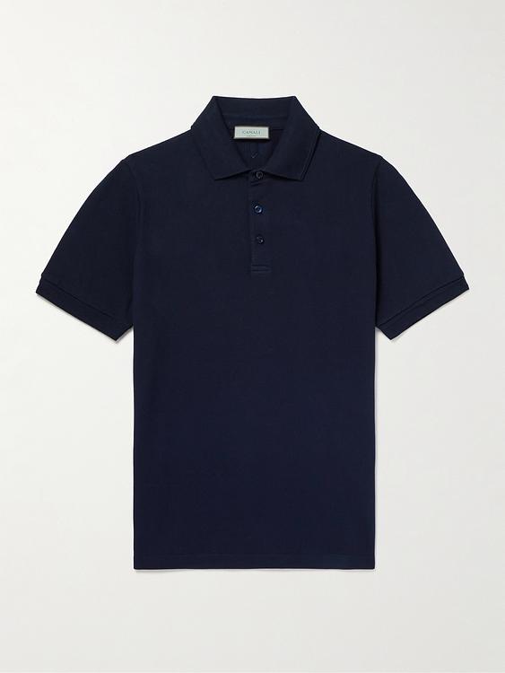 Dark blue short sleeve polo shirt from Canali