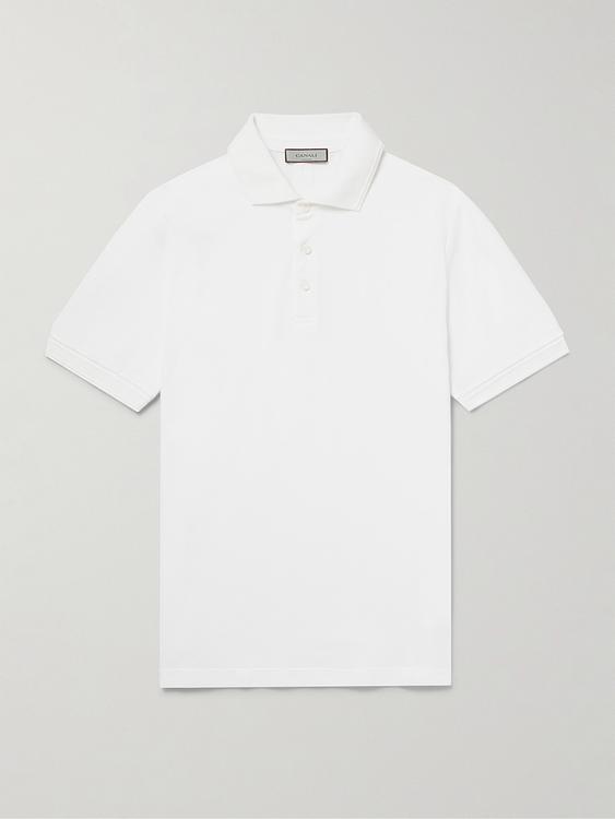 White short sleeve polo shirt from Canali