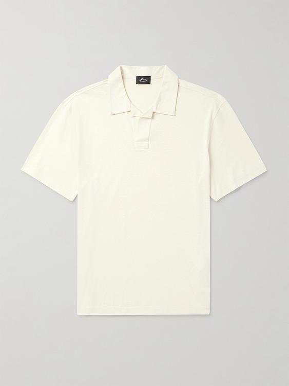 White short sleeve polo shirt from Brioni