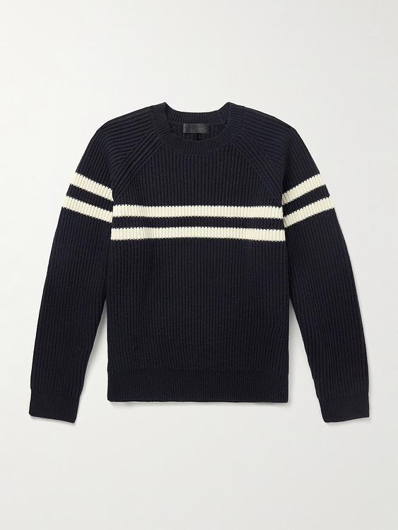 Striped black cashmere sweater from Nili Lotan