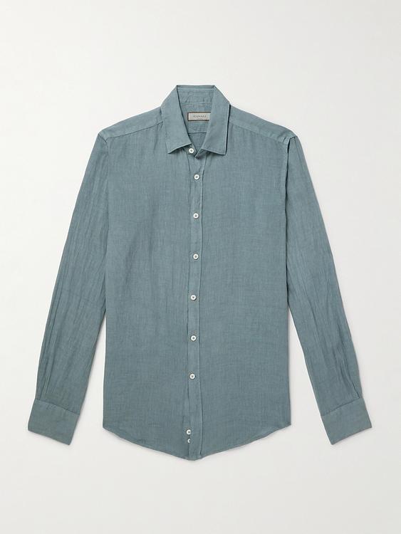 Blue linen shirt from Canali