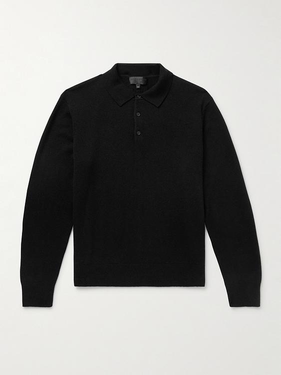 Black long sleeve polo shirt from Nili Lotan