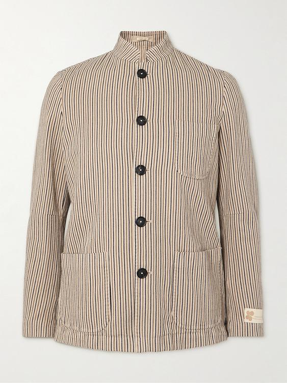 Striped beige overshirt from Massimo Alba