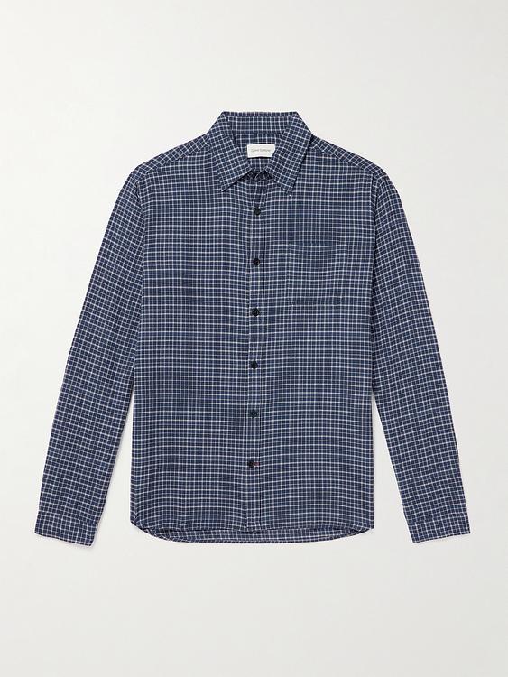 Checkered dark blue casual shirt from Oliver Spencer