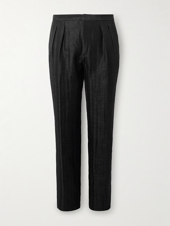 Black tuxedo trousers from Brioni