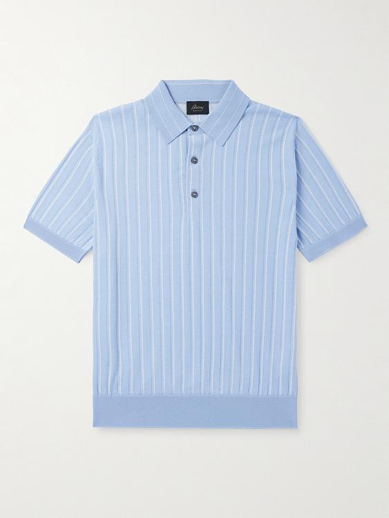 Striped light blue short sleeve polo shirt from Brioni