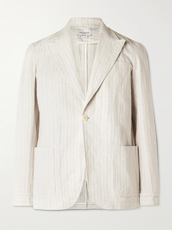 Striped white suit jacket from Oliver Spencer