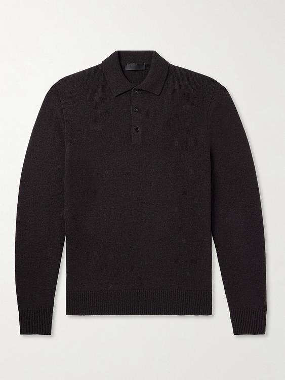Black long sleeve polo shirt from Saman Amel