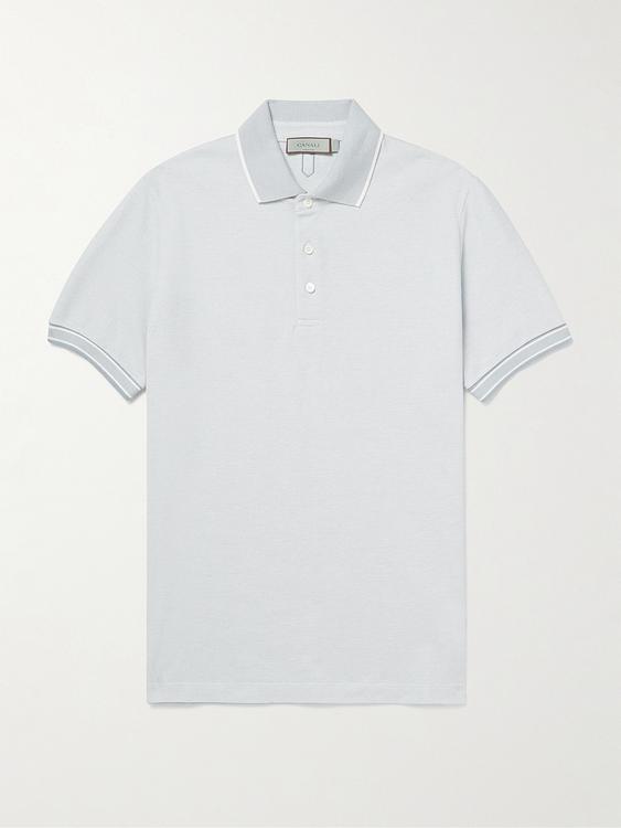 White short sleeve polo shirt from Canali
