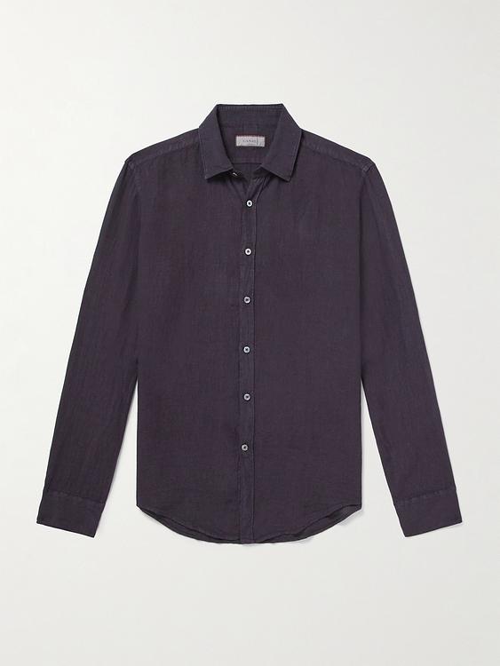 Dark brown linen shirt from Canali