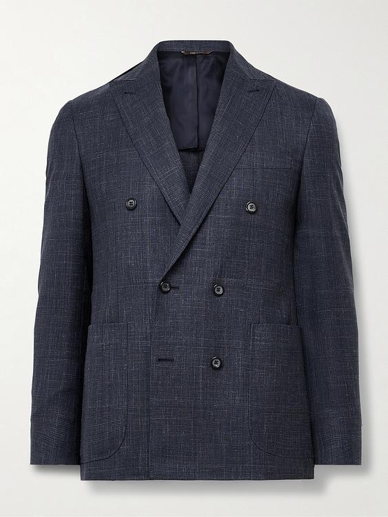 Black double-breasted suit jacket from Canali