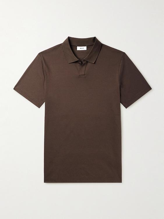 Dark brown short sleeve polo shirt from NN07
