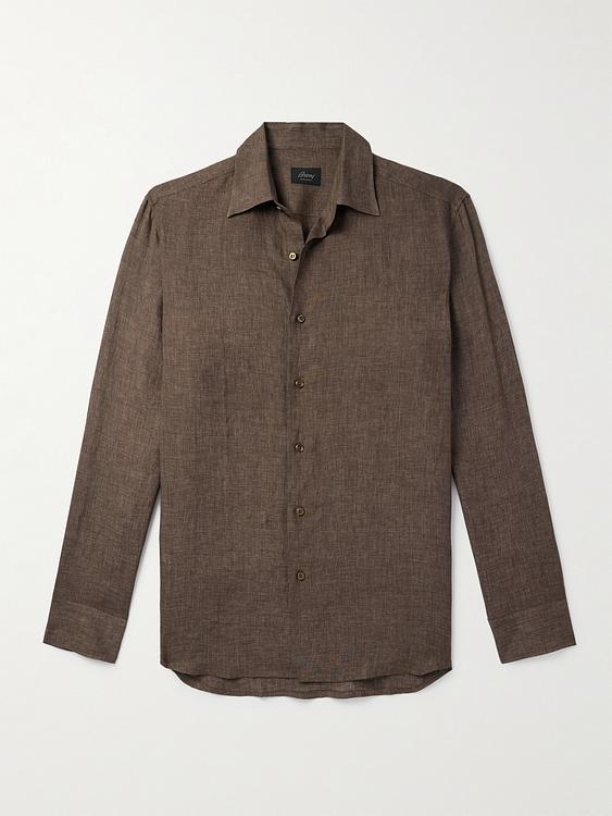 Dark brown linen shirt from Brioni