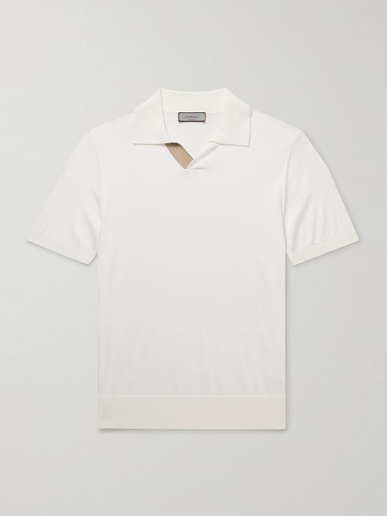 White short sleeve polo shirt from Canali