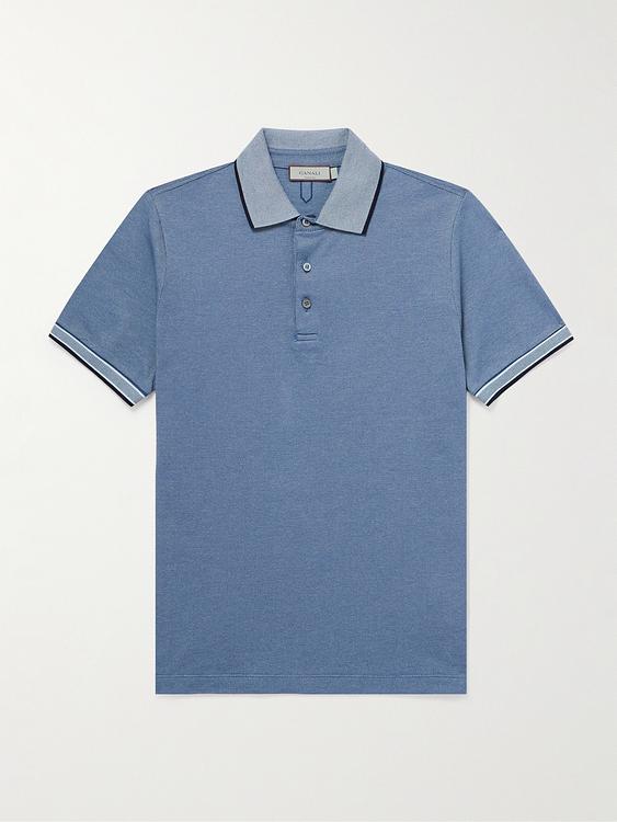 Blue short sleeve polo shirt from Canali