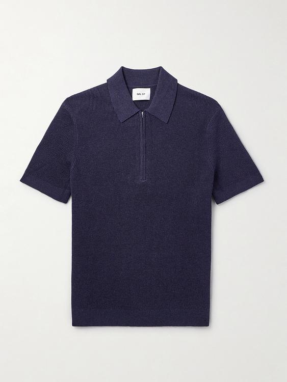 Dark blue short sleeve polo shirt from NN07