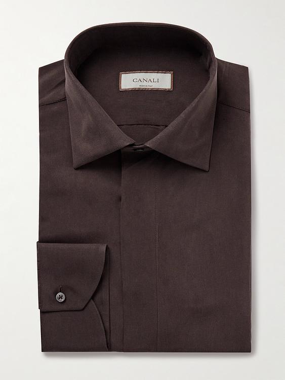 Dark brown business shirt from Canali