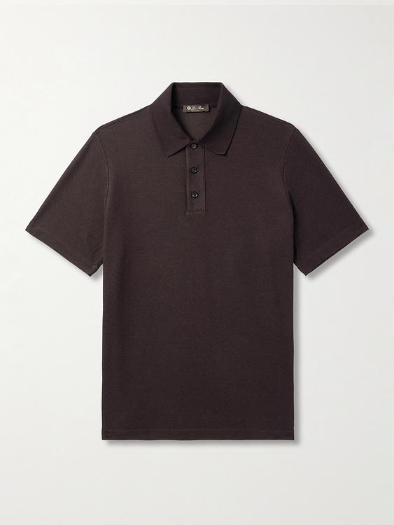 Dark brown short sleeve polo shirt from Loro Piana