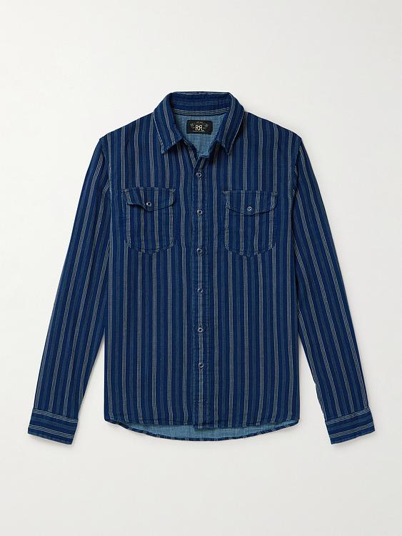 Striped dark blue denim shirt from RRL