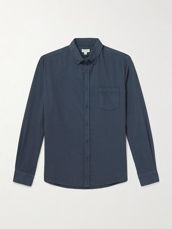 Dark grey flannel shirt from Sunspel