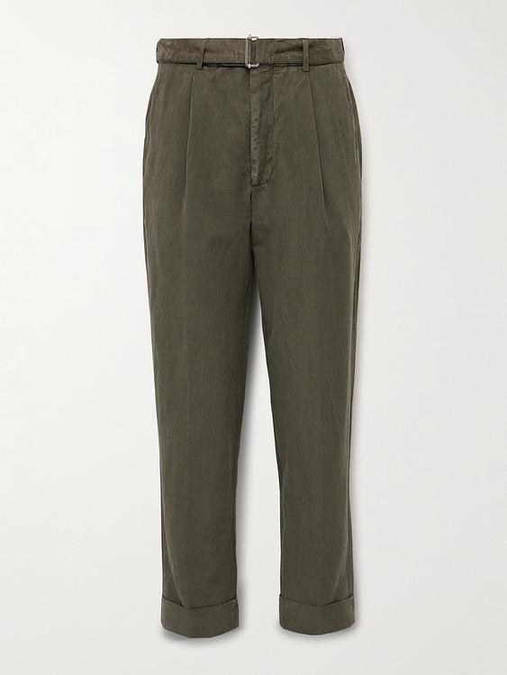 Dark green linen trousers from Officine Générale