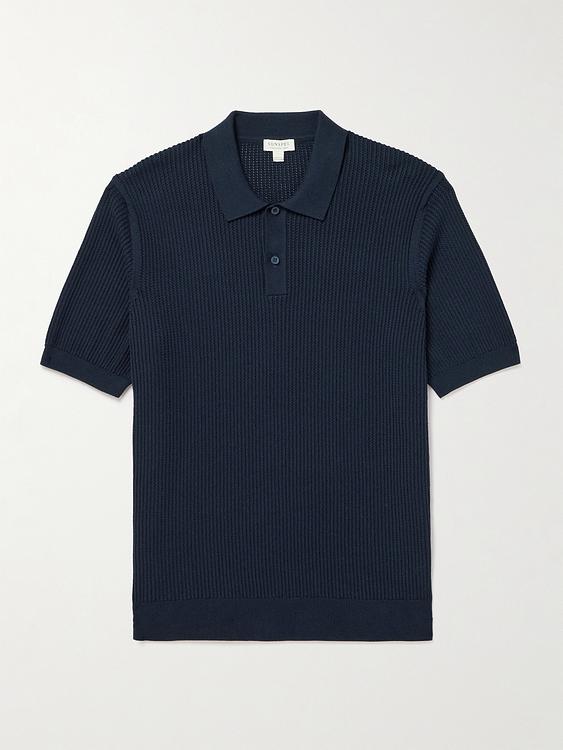 Black short sleeve polo shirt from Sunspel