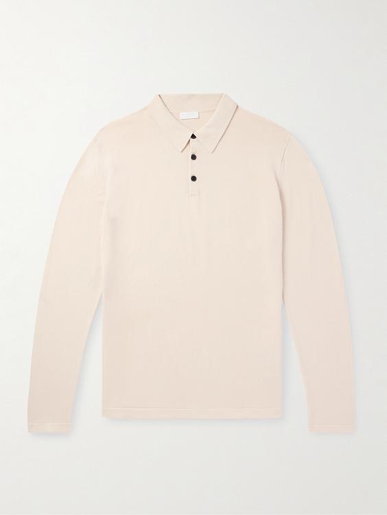 White long sleeve polo shirt from Sunspel