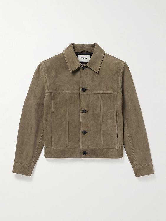 Taupe leather jacket from Frame