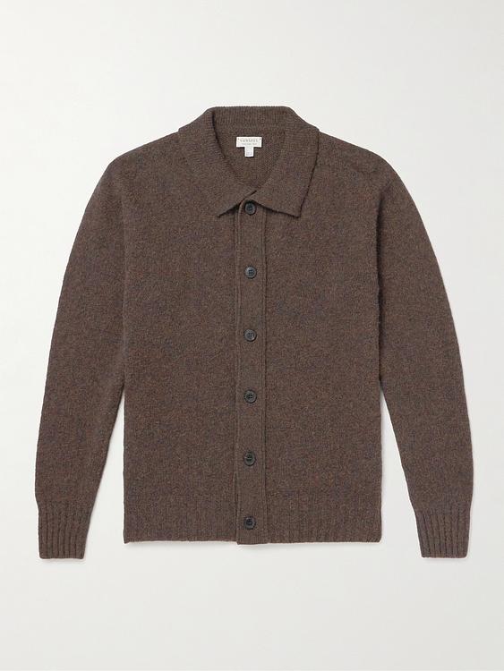 Dark brown cardigan from Sunspel