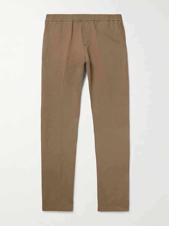 Taupe linen trousers from Sunspel