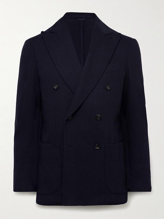 Black double-breasted suit jacket from De Petrillo