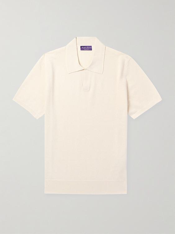 White short sleeve polo shirt from Ralph Lauren Purple Label
