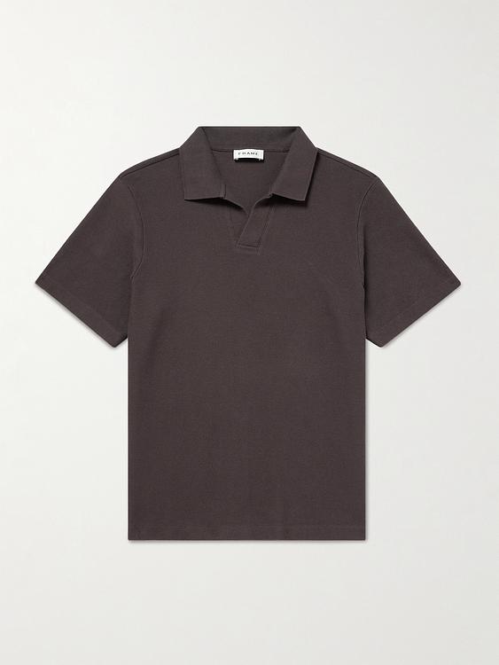 Dark brown short sleeve polo shirt from Frame