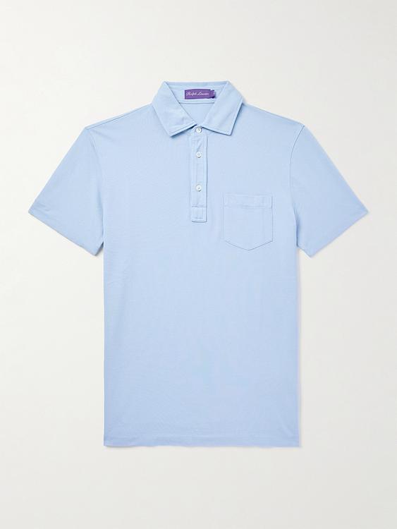 Light blue short sleeve polo shirt from Ralph Lauren Purple Label