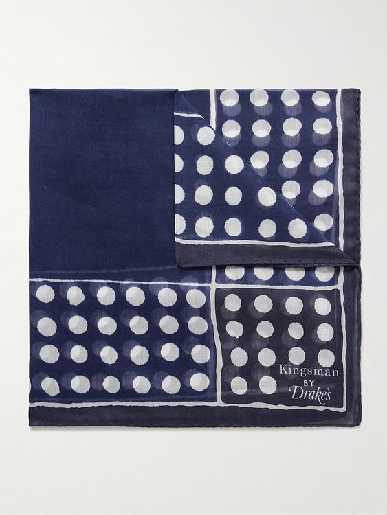 Dotted dark blue pocket square from Kingsman