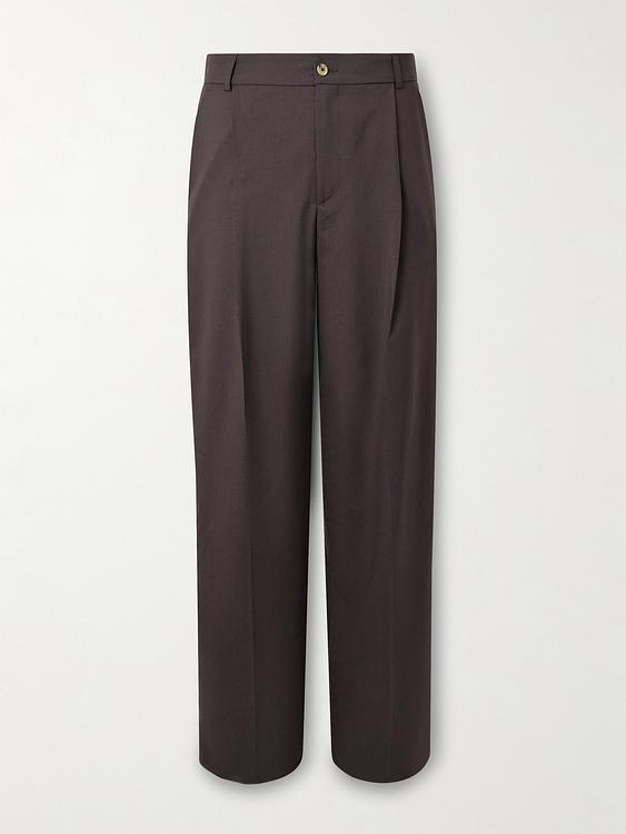 Dark brown wide-leg formal trousers from De Bonne Facture
