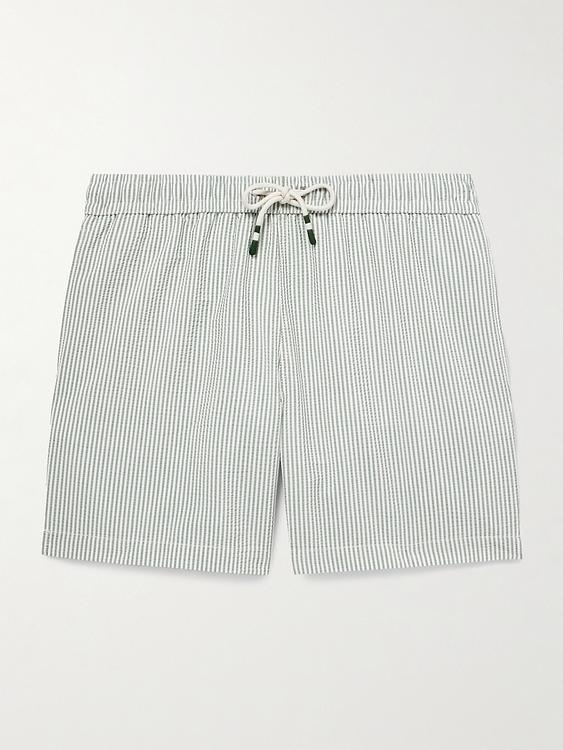 Striped white swim shorts from Hartford