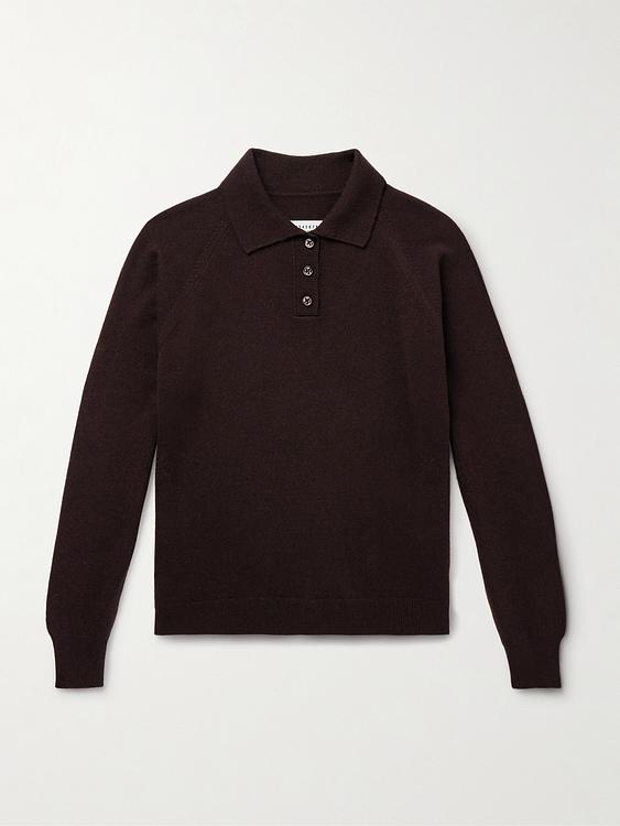 Dark brown long sleeve polo shirt from Maison Margiela