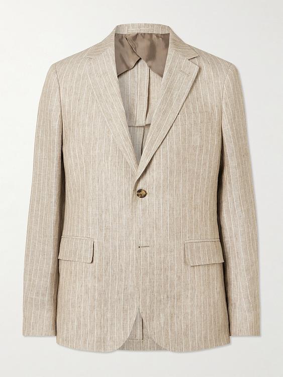 Striped beige suit jacket from Mr P.
