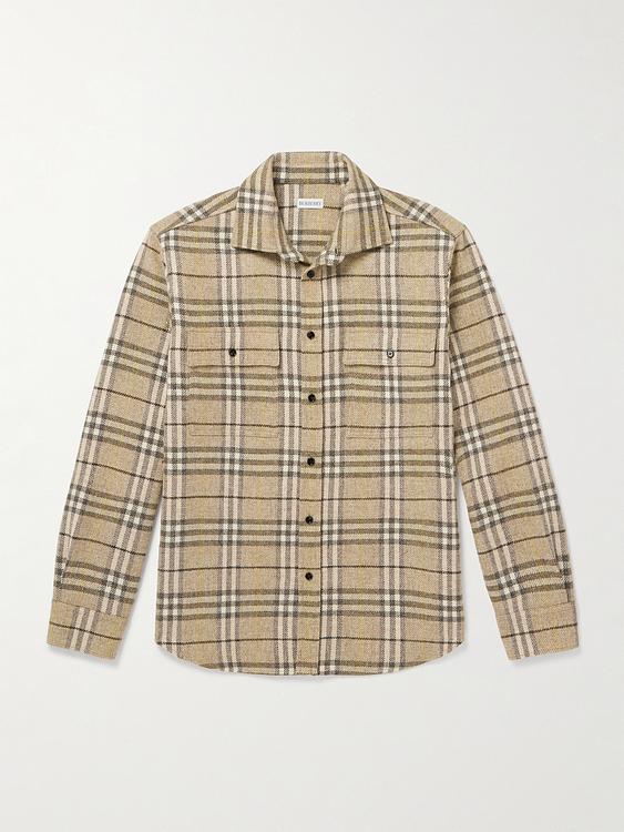 Checkered taupe flannel shirt from Burberry