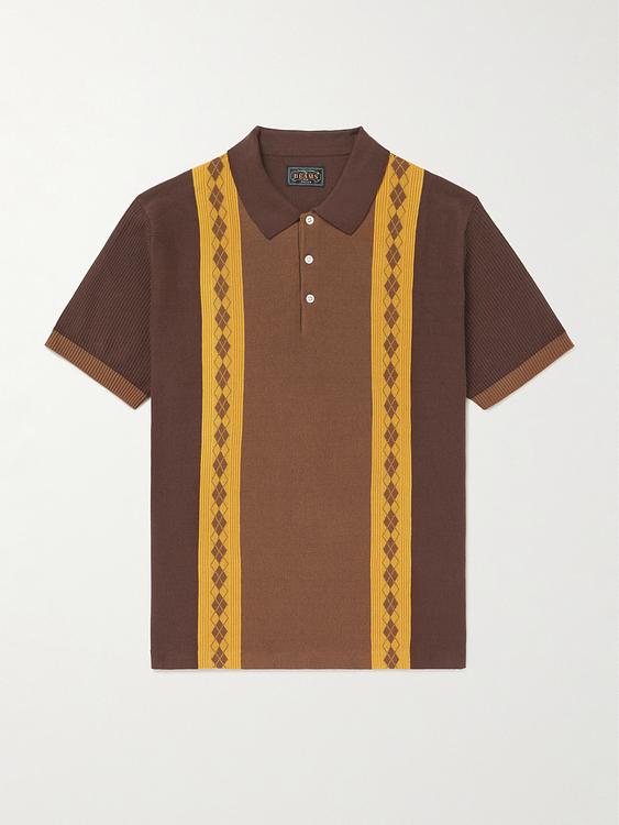 Brown short sleeve polo shirt from Beams Plus