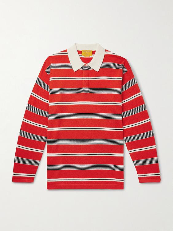 Striped red long sleeve polo shirt from Guest In Residence