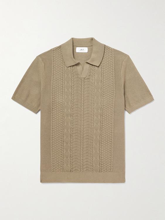 Taupe short sleeve polo shirt from Mr P.