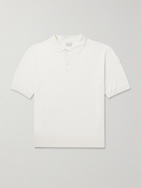 White short sleeve polo shirt from Moncler
