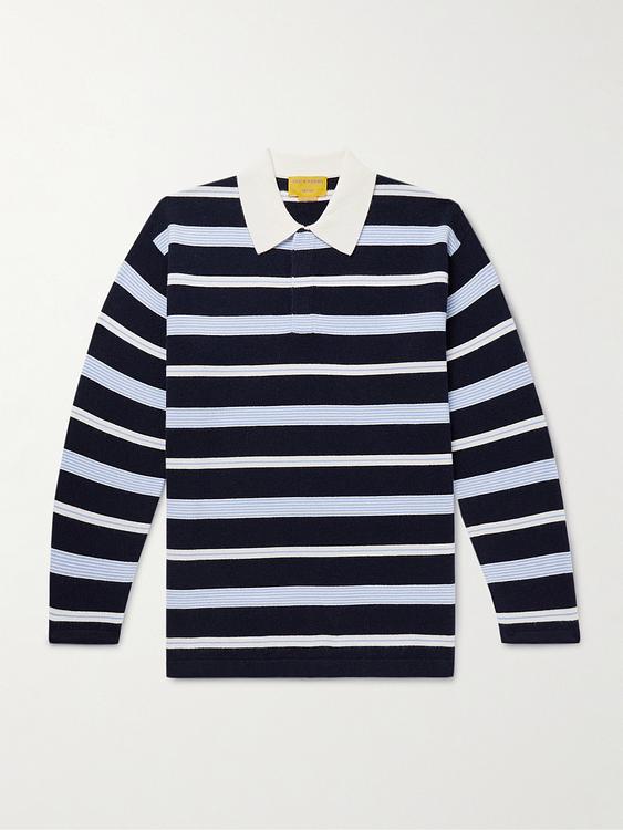 Striped black long sleeve polo shirt from Guest In Residence