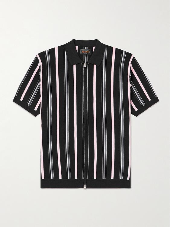 Striped black short sleeve shirt from Beams Plus